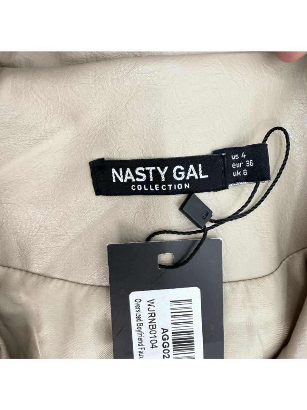 Nasty Gal Oversized Boyfriend Faux Leather Blazer US 4 UK 8 Taupe - Picture 7 of 8